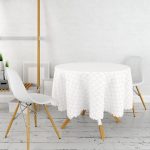 - MasaYuv-2171-Gorsel2 - Realhomes Pembe Geometrik Desenli Dijital Baskılı Yuvarlak Masa Örtüsü - Çap 140cm Realhomes