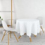 - MasaYuv-2173-Gorsel2 - Realhomes Açık Mavi Geometrik Desenli Dijital Baskılı Yuvarlak Masa Örtüsü - Çap 140cm Realhomes