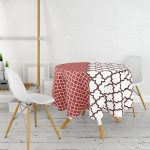 Modern Geometrik Desenli Dijital Baskılı Yuvarlak Masa Örtüsü - Çap 140cm Realhomes