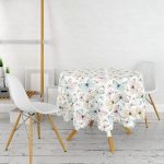 - MasaYuv-2187-Gorsel2 - Realhomes Renkli Kelebek Temalı Dijital Baskılı Yuvarlak Masa Örtüsü - Çap 140cm Realhomes