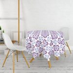 Modern Çiçek Resimli Dijital Baskılı Yuvarlak Masa Örtüsü - Çap 140cm Realhomes