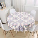 - MasaYuv-2226-Gorsel1 - Realhomes Damask Desen Motifli Yuvarlak Masa Örtüsü - Çap 140cm Realhomes