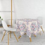 - MasaYuv-2226-Gorsel2 - Realhomes Damask Desen Motifli Yuvarlak Masa Örtüsü - Çap 140cm Realhomes