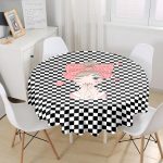 Damalı Fashion Gırl Dijital Baskılı Modern Yuvarlak Masa Örtüsü - Çap 140cm Realhomes