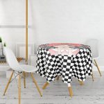 Damalı Fashion Gırl Dijital Baskılı Modern Yuvarlak Masa Örtüsü - Çap 140cm Realhomes