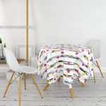 - MasaYuv-2380-Gorsel2 - Realhomes  Yatay Temalı Gökkuşağı Puanlı Modern Yuvarlak Masa Örtüsü - Çap 140cm Realhomes