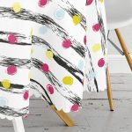 - MasaYuv-2380-Gorsel3 - Realhomes  Yatay Temalı Gökkuşağı Puanlı Modern Yuvarlak Masa Örtüsü - Çap 140cm Realhomes