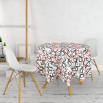 - MasaYuv-2393-Gorsel2 - Realhomes Labirent Çizimli Modern Dijital Baskılı Yuvarlak Masa Örtüsü - Çap 140cm Realhomes