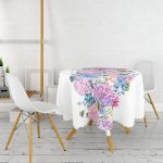 - MasaYuv-2397-Gorsel2 - Realhomes  RealHomes Zambak Desenli Dijital Baskılı Yuvarlak Masa Örtüsü Yuvarlak Masa Örtüsü - Çap 140cm Realhomes