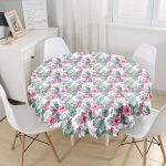 Mint Yeşili Çöl Bitkisi Modern Yuvarlak Masa Örtüsü - Çap 140cm Realhomes