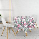 Mint Yeşili Çöl Bitkisi Modern Yuvarlak Masa Örtüsü - Çap 140cm Realhomes