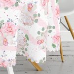 Pudra Beyaz Yatay Temalı Dijital Baskılı Yuvarlak Masa Örtüsü - Çap 140cm Realhomes