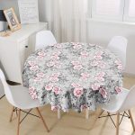 Füme Temalı Kavaniçe Çiçek Motifli Dijital Baskılı Yuvarlak Masa Örtüsü - Çap 140cm Realhomes