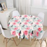 Lekeli Kelebekler Çizimli Yuvarlak Masa Örtüsü - Çap 140cm Realhomes