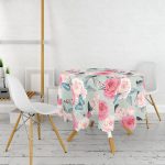 Lekeli Kelebekler Çizimli Yuvarlak Masa Örtüsü - Çap 140cm Realhomes