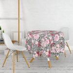 Leopar Temalı Kavaniçe Desenli Dijital Baskılı Yuvarlak Masa Örtüsü - Çap 140cm Realhomes