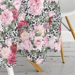 Leopar Temalı Kavaniçe Desenli Dijital Baskılı Yuvarlak Masa Örtüsü - Çap 140cm Realhomes