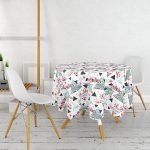 - MasaYuv-2439-Gorsel2 - Realhomes Düzensiz Geometrik Şekiller Dijital Baskılı Yuvarlak Masa Örtüsü - Çap 140cm Realhomes