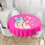Realhomes Özel Tasarım Dijital Baskılı Modern Yuvarlak Masa Örtüsü - Çap 140cm Realhomes