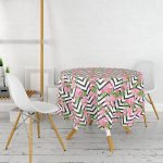 Zigzag Zebra Desenli Ogea Desenli Yuvarlak Masa Örtüsü - Çap 140cm Realhomes