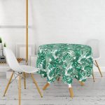 Mint Yeşili Kavaniçe Motifli Yuvarlak Masa Örtüsü - Çap 140cm Realhomes