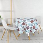 Bordo Mavi Denizci Motifli Dijital Baskılı Yuvarlak Masa Örtüsü - Çap 140cm Realhomes