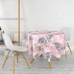 Palmiye Esintisi Temalı Dijital Baskılı Yuvarlak Masa Örtüsü - Çap 140cm Realhomes