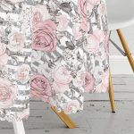 - MasaYuv-2480-Gorsel3 - Realhomes  Gri Çizgi Desenli Kavaniçe Çiçek Motifli Yuvarlak Masa Örtüsü - Çap 140cm Realhomes