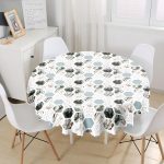 Hava Durumu Temalı Bal Peteği Motifli Dijital Baskılı Yuvarlak Masa Örtüsü - Çap 140cm Realhomes