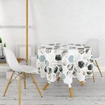 Hava Durumu Temalı Bal Peteği Motifli Dijital Baskılı Yuvarlak Masa Örtüsü - Çap 140cm Realhomes