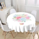Kurdele Motifli Karma Çiçek Baskılı Dijital Baskılı Yuvarlak Masa Örtüsü - Çap 140cm Realhomes