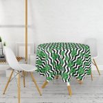 - MasaYuv-2533-Gorsel2 - Realhomes  Zigzag Zebra Temalı Dijital Baskılı Yuvarlak Masa Örtüsü - Çap 140cm Realhomes
