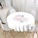 Soluk Çiçek Motifli Modern Baskılı Yuvarlak Masa Örtüsü - Çap 140cm Realhomes
