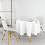 Soluk Çiçek Motifli Modern Baskılı Yuvarlak Masa Örtüsü - Çap 140cm Realhomes