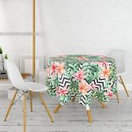 Zigzag Zebra Desenli Dijital Baskılı Yuvarlak Masa Örtüsü - Çap 140cm Realhomes