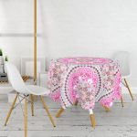 Çiçek Halkası Motifli Modern Dijital Baskılı Yuvarlak Masa Örtüsü - Çap 140cm Realhomes