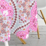 Çiçek Halkası Motifli Modern Dijital Baskılı Yuvarlak Masa Örtüsü - Çap 140cm Realhomes