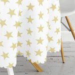 - MasaYuv-2547-Gorsel3 - Realhomes  Hardal Renk Yıldız Dijital Baskılı Yuvarlak Masa Örtüsü - Çap 140cm Realhomes