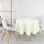 Sarı Yıldız Yuvarlak Masa Örtüsü - Çap 140cm Realhomes