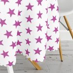 Eflatun Yıldız Desenli Modern Dijital Baskılı Yuvarlak Masa Örtüsü - Çap 140cm Realhomes