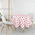 Kırmızı Yıldız Motifli Modern Dijital Baskılı Yuvarlak Masa Örtüsü - Çap 140cm Realhomes