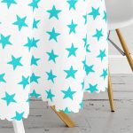 Turkuaz Yıldız Motifli Modern Baskılı Yuvarlak Masa Örtüsü - Çap 140cm Realhomes