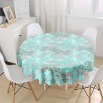 Yağlı Boya Yeşil Ağaç Motifleri Dijital Baskılı Yuvarlak Masa Örtüsü - Çap 140cm Realhomes