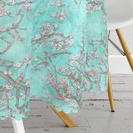 Yağlı Boya Yeşil Ağaç Motifleri Dijital Baskılı Yuvarlak Masa Örtüsü - Çap 140cm Realhomes