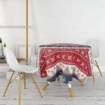 Yılbaşı Geyikleri Motifli Dijital Baskılı Yuvarlak Masa Örtüsü - Çap 140cm Realhomes