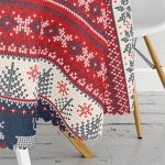 Yılbaşı Geyikleri Motifli Dijital Baskılı Yuvarlak Masa Örtüsü - Çap 140cm Realhomes