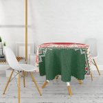 - MasaYuv-3024-Gorsel2 - Realhomes Yılbaşı Geyikleri ve Ağaçlar Baskılı Yuvarlak Masa Örtüsü - Çap 140cm Realhomes