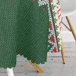 - MasaYuv-3024-Gorsel3 - Realhomes Yılbaşı Geyikleri ve Ağaçlar Baskılı Yuvarlak Masa Örtüsü - Çap 140cm Realhomes