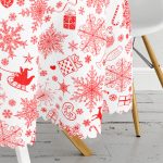 Christmas Temalı Özel Tasarım Dijital Baskılı Yuvarlak Masa Örtüsü - Çap 140cm Realhomes