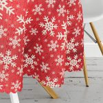 - MasaYuv-3031-Gorsel3 - Realhomes  Beyaz Kar Taneleri Motifli Dijital Baskılı Yuvarlak Masa Örtüsü - Çap 140cm Realhomes